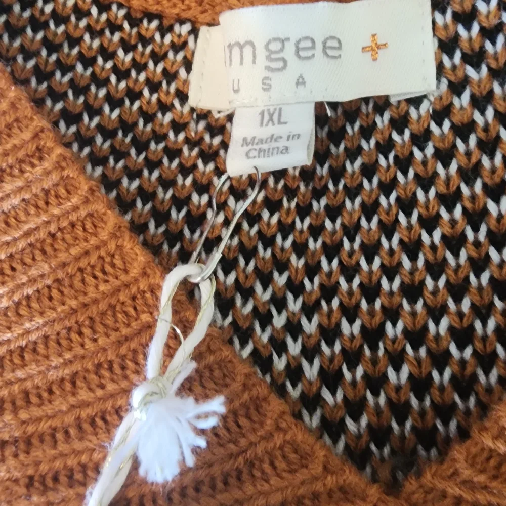 NWT Umgee Brown Star Pattern Sweater - Picture 5 of 5